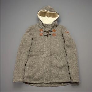 Bench Chilbee Womens Brown Ivory Hooded Sherpa Lined Winter Parka Jacket Coat M